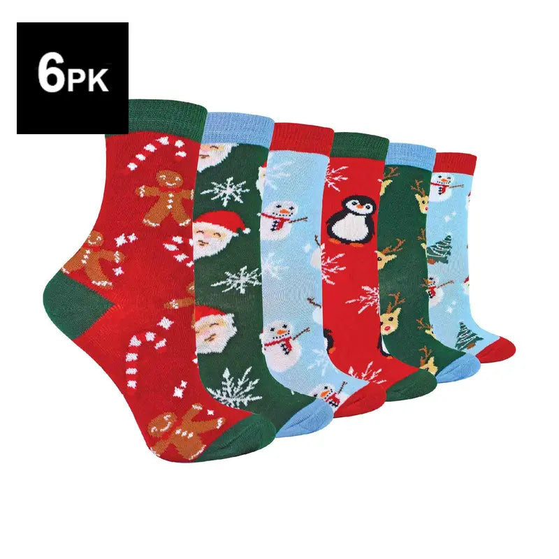 Chaussettes de Noël Enfant Rouges – Motif Pingouin et Flocon Hiver