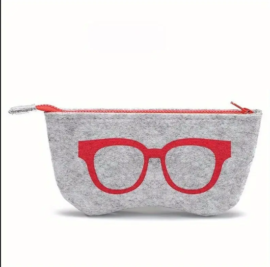 Étui à Lunettes en Feutrine Gris – Pochette Souple avec Fermeture Éclair, Léger et Antichoc