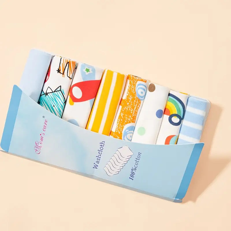 Lot de 8 débarbouillettes bébé 100% coton ultra doux – Lingettes lavables et absorbantes