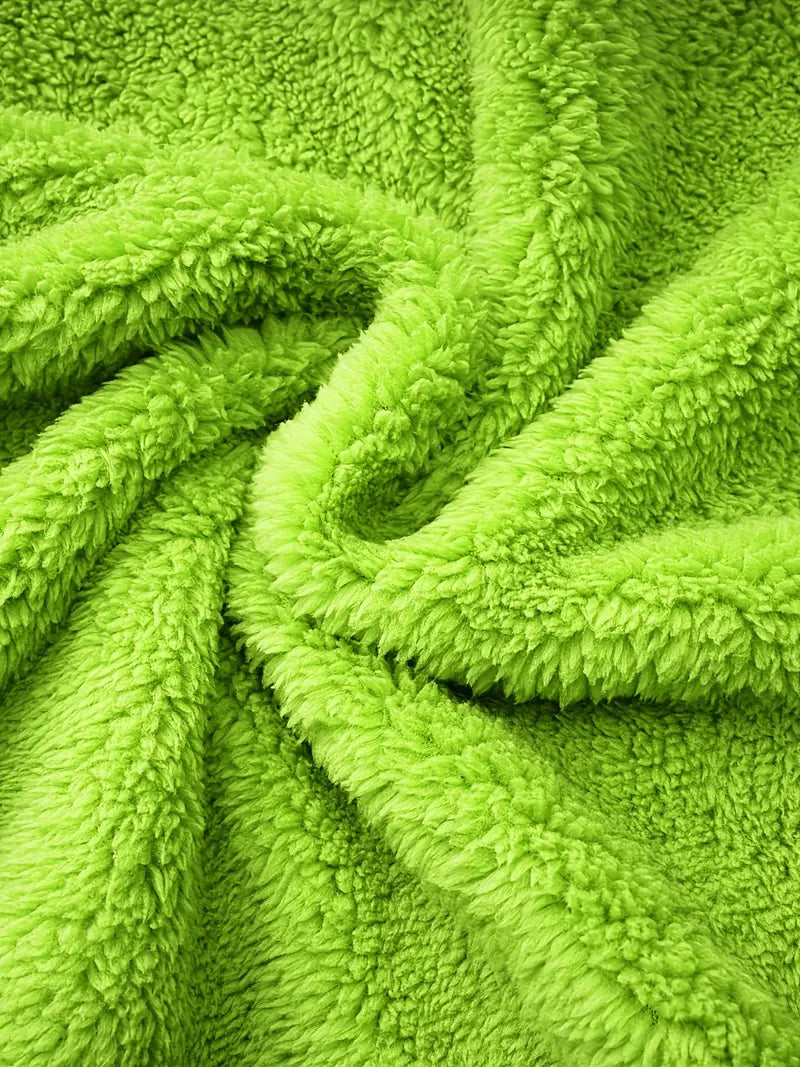 Veste Polaire Femme Hiver à Zip – Molleton Chaud Effet Mouton Vert Fluo, Douce et Confortable