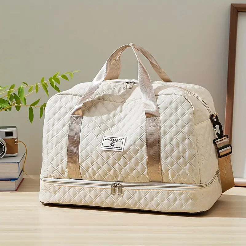 Sac de Sport Matelassé – Grande Capacité, Compartiment Chaussures et Bandoulière Ajustable pour Voyage, Fitness et Week-End