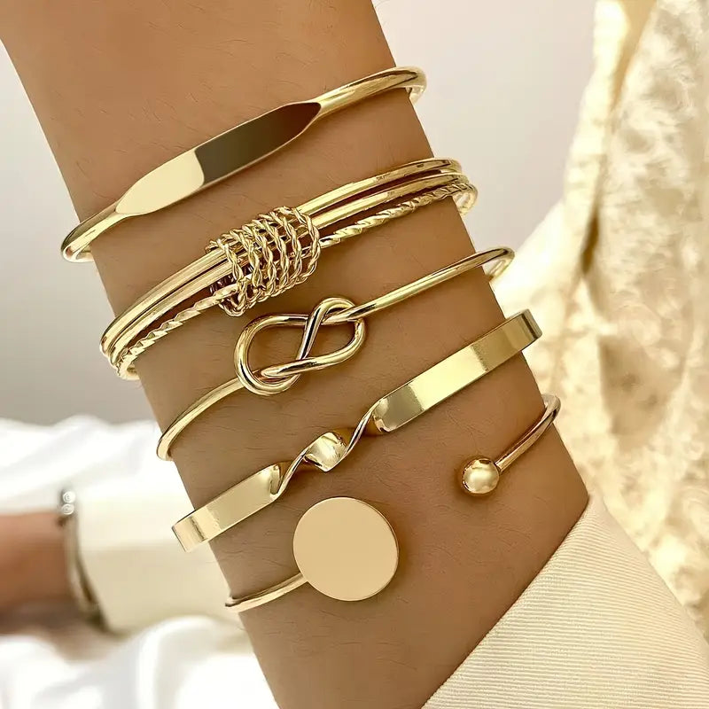 Lot de bracelets manchettes femme dorés – Bijoux élégants minimalistes tendance