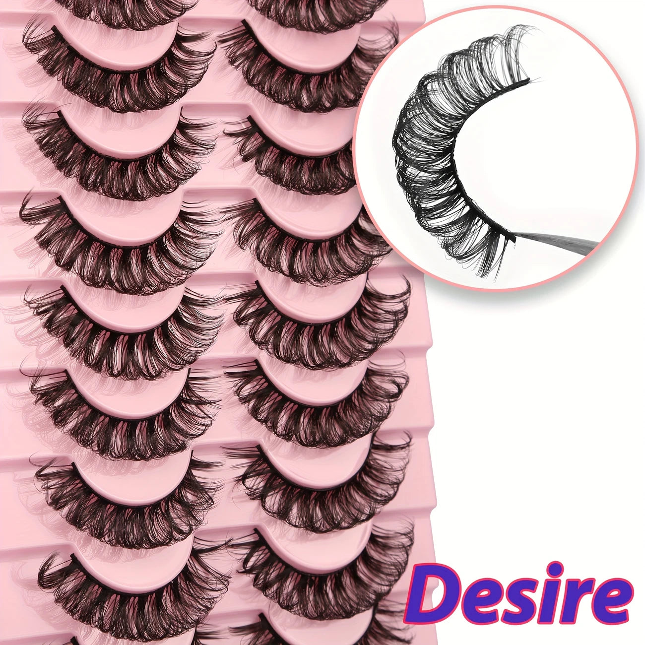 Faux Cils Naturels 3D Effet Croisé – Lot de 10 Paires Ultra Légères et Réutilisables pour un Regard Intense et Glamour