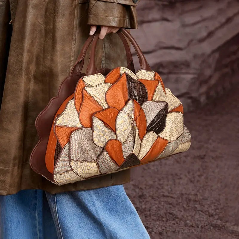 Sac à main femme design feuilles en cuir Originalité et élégance naturelle