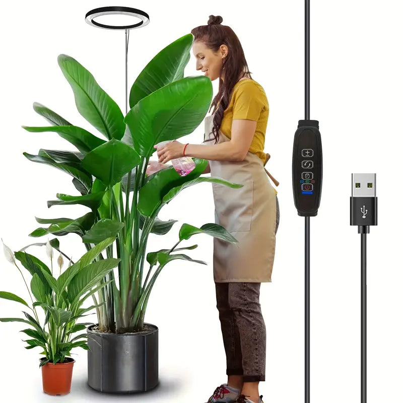 Lampe de Croissance LED Anneau USB – Éclairage Horticole Intelligent pour Plantes d’Intérieur, Serres et Jardinage Domestique