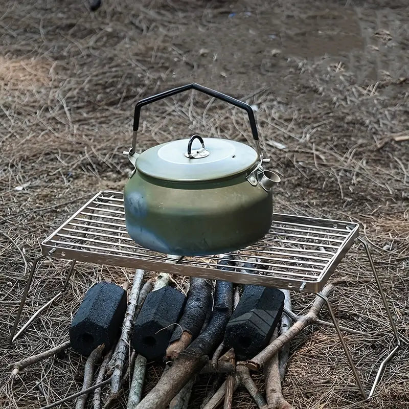 Grille de cuisson pliable en acier inoxydable – Accessoire compact pour barbecue, camping et cuisine d’extérieur