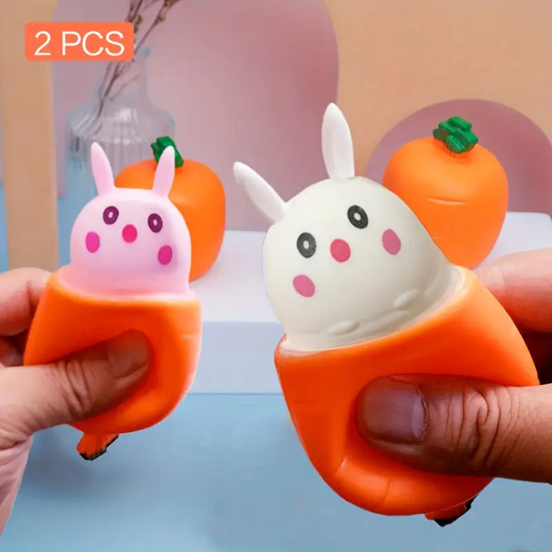 Jouet Lapin Carotte Surprise en Silicone – Lot de 2 Jouets Sensoriels et Anti-Stress pour Bébé et Tout-Petit