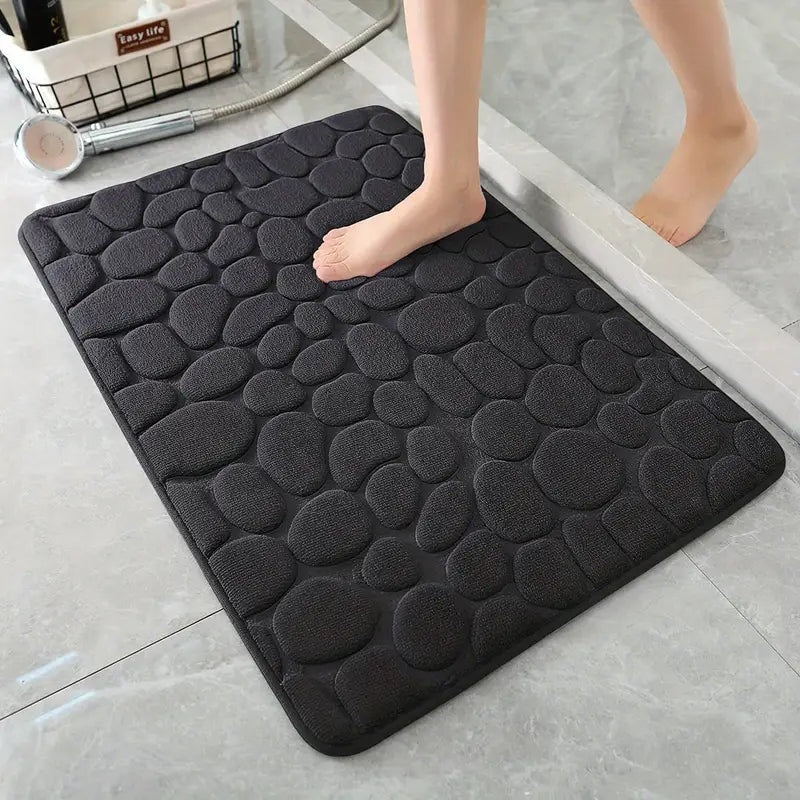 Tapis de Bain Antidérapant en Mousse à Mémoire de Forme – Doux, Absorbant et Confort Pieds Effet Galets