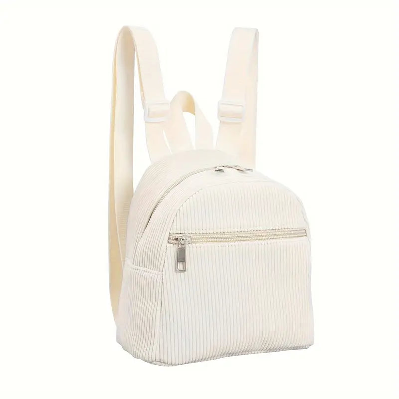 Sac à dos enfant en tissu côtelé beige – Petit sac léger et pratique pour école et sorties