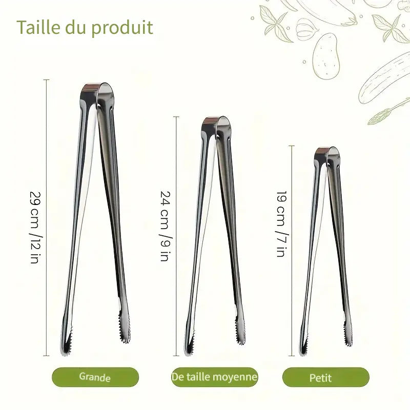 Pinces de cuisine en acier inoxydable – Ustensiles de barbecue et camping disponibles en 3 tailles