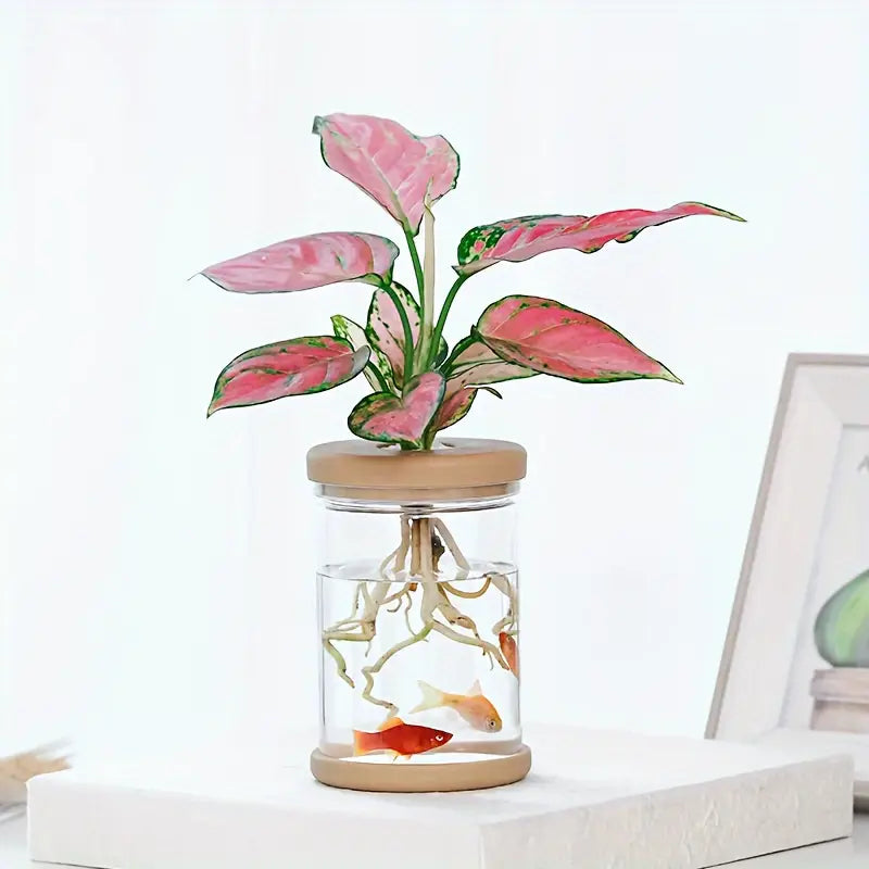 Pot de fleurs créatif avec aquarium intégré – Jardinière décorative 2 en 1 pour plantes et poissons