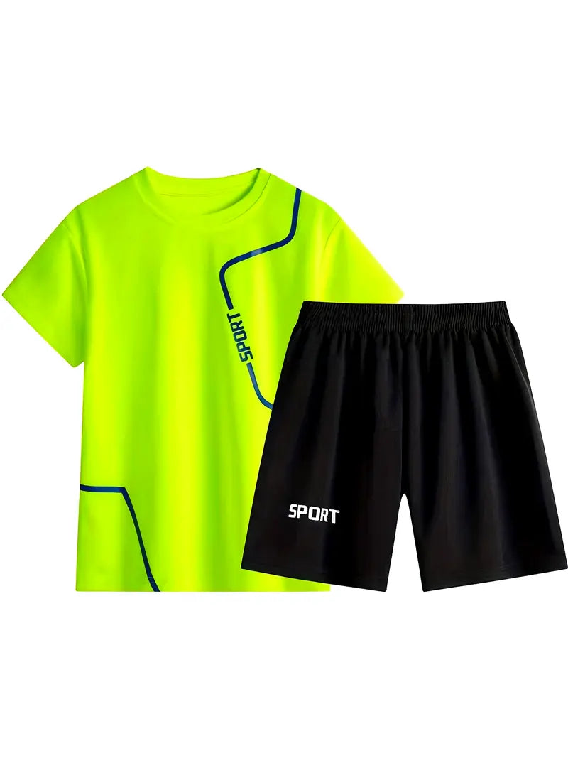 Ensemble de Sport Enfant – T-shirt Blanc et Short Noir Respirant Garçon/Fille