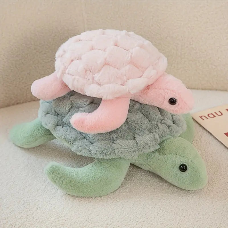 Peluche tortue douce rose et verte – Jouet en peluche mignon pour enfants et décoration