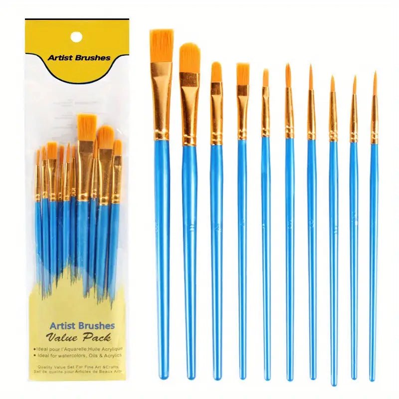 Lot de 12 Pinceaux de Peinture – Brosse Artiste pour Aquarelle, Acrylique, Huile et Loisirs Créatifs