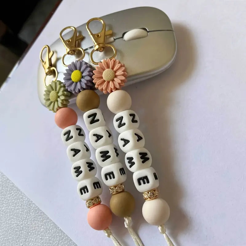 Porte-clés Enfant Personnalisé avec Prénom – Perles Colorées en Silicone, Cadeau Unique et Original