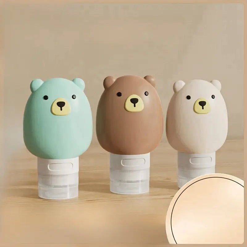 Flacons rechargeables bébé ours – Pots de toilette en silicone étanches pour voyage et soins