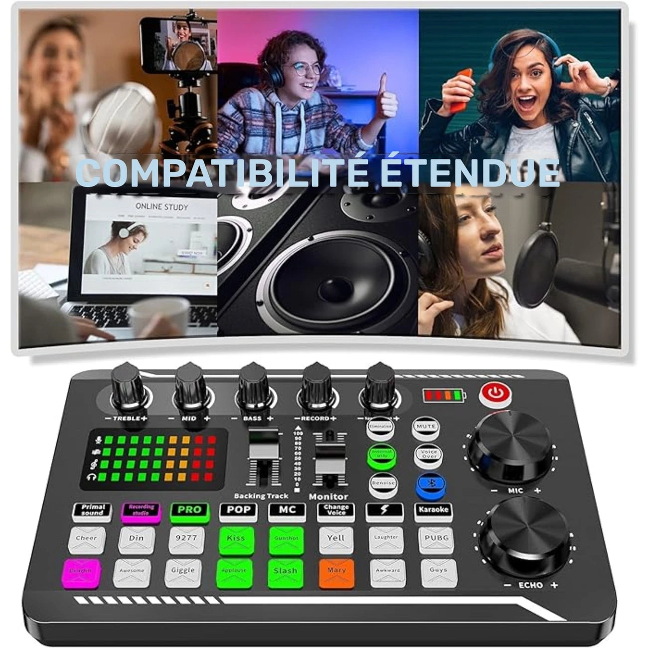 Table de Mixage Audio Portable – Console Sonore USB avec Effets Vocaux et Égaliseur pour Podcast, Musique et Streaming