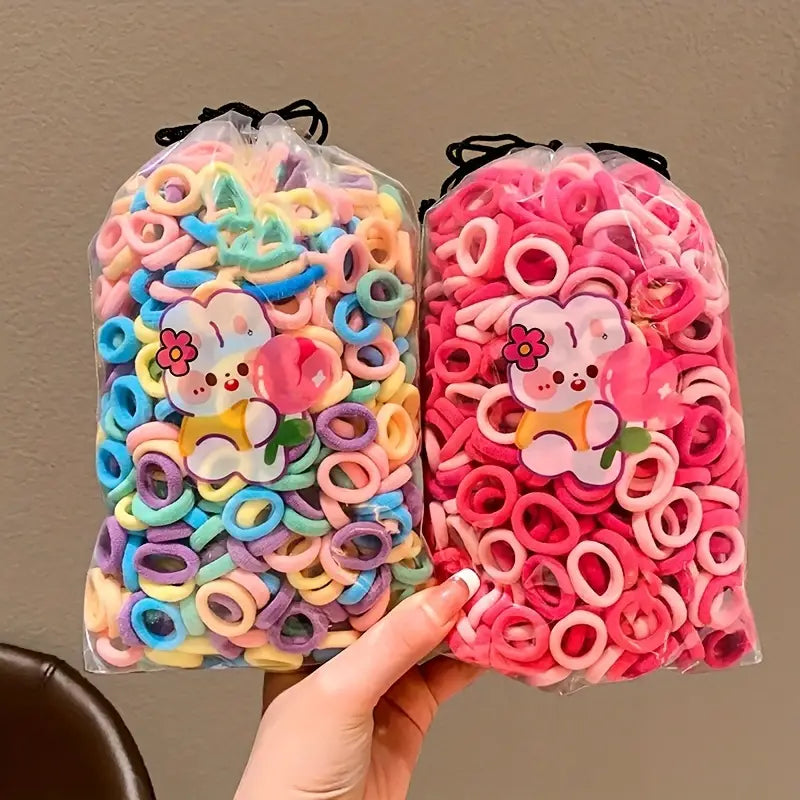 Lot de 100 Élastiques Cheveux Enfant – Accessoires Souples et Résistants Multicolores Neutres