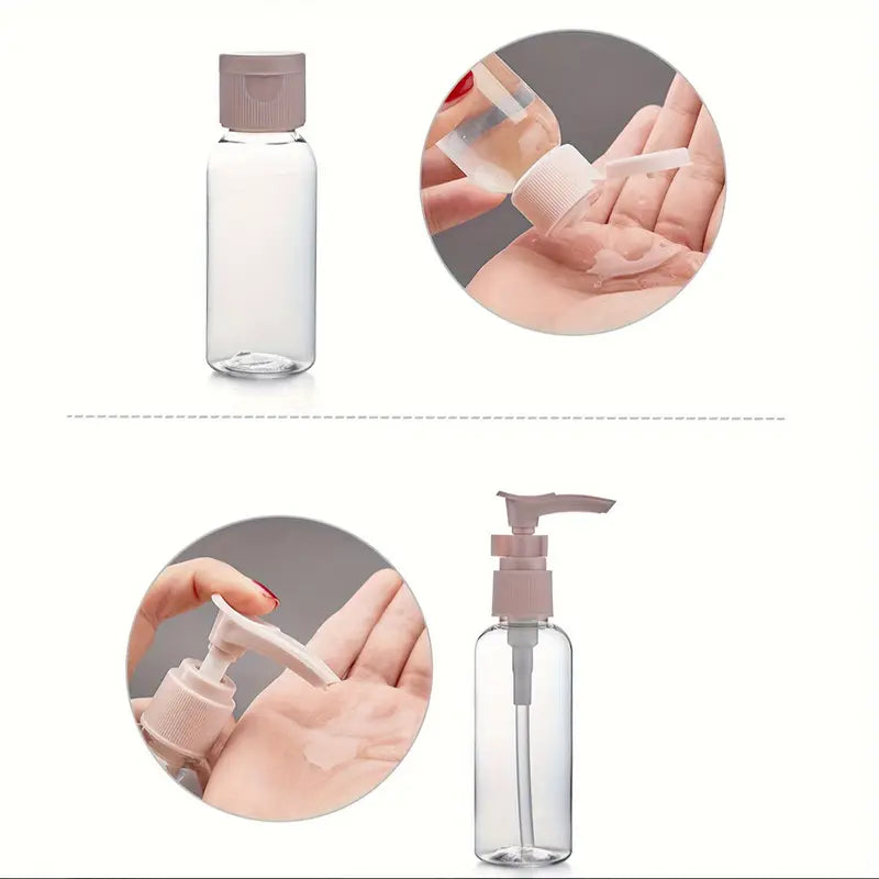 Kit de voyage bébé – Flacons rechargeables et pots de toilette portables en plastique transparent