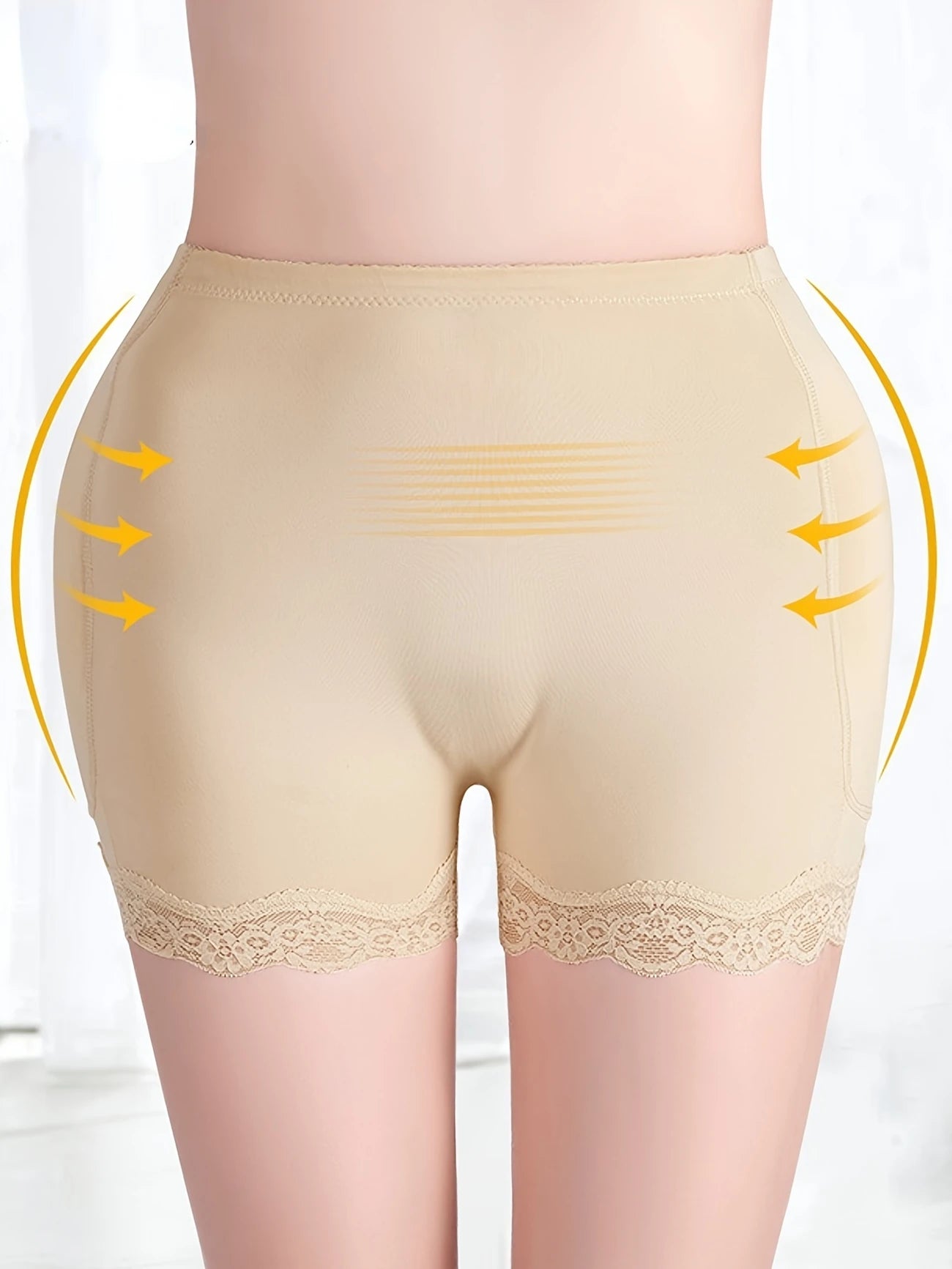 Shorty Gainant Femme Push-Up avec Dentelle – Effet Fessier Galbé, Taille Haute et Maintien Confortable