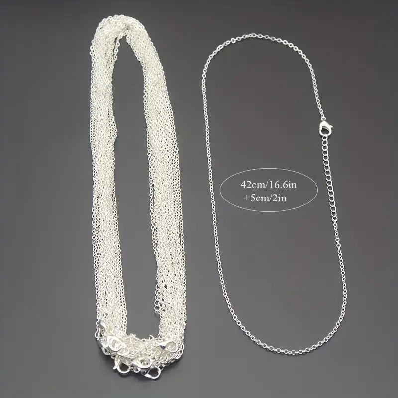 Lot de 50 Chaînes Argentées avec Fermoir – Chaînes Collier DIY pour Fabrication de Bijoux & Perles