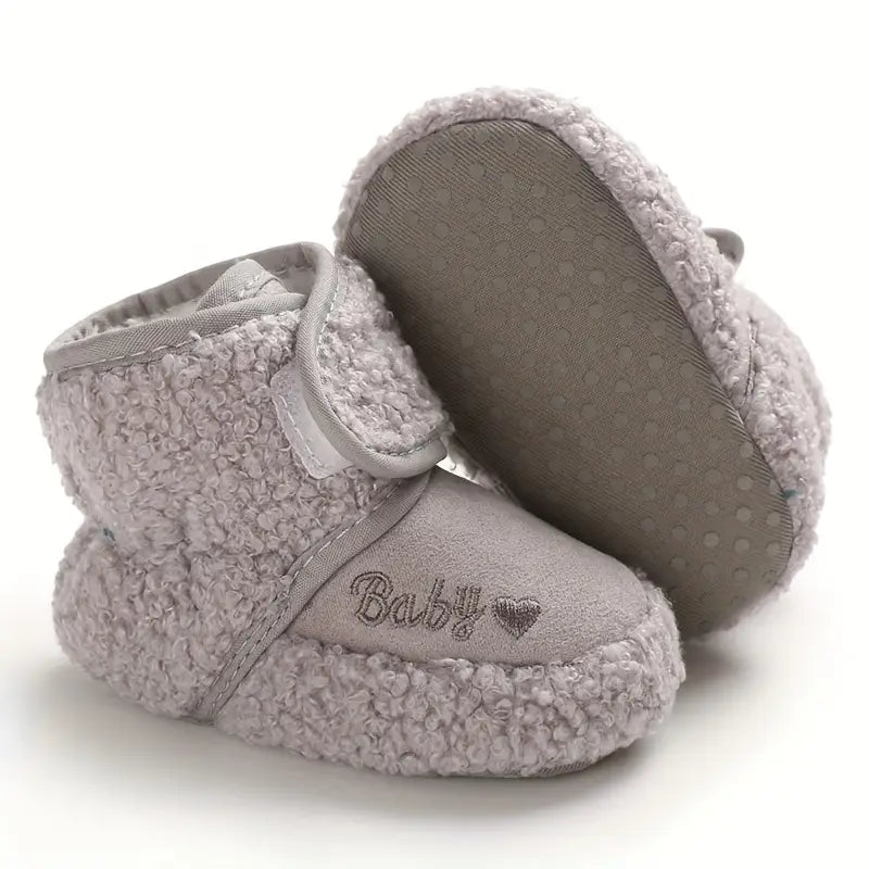 Chaussons bébé fille hiver en laine chaude – Bottines souples antidérapantes
