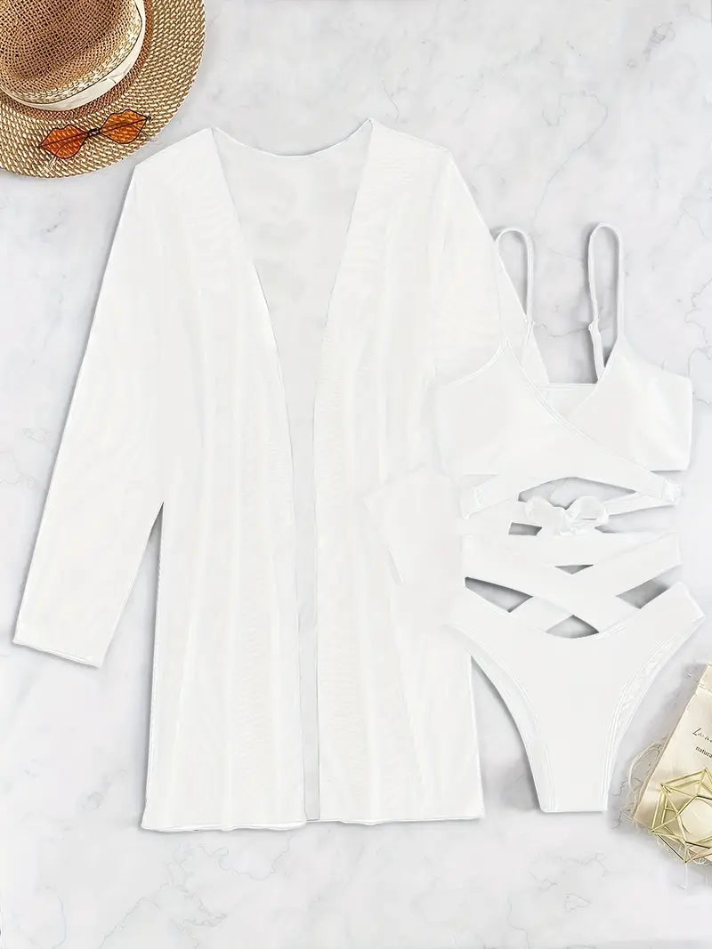 Maillot de Bain Une Pièce Blanc – Design Croisé Élégant et Sexy pour l’Été