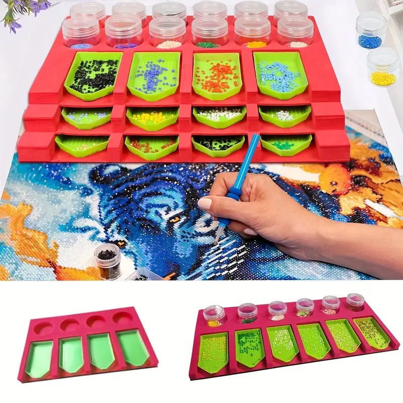 Plateau de Rangement pour Perles avec 4 Bacs Amovibles – Accessoire Pratique pour Tri et Organisation de Bijoux