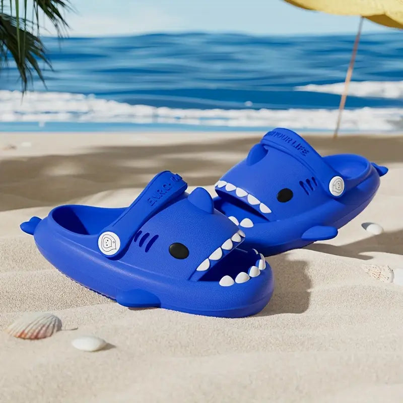 Sabots garçon requin bleu – Mules de plage légères et antidérapantes pour enfant