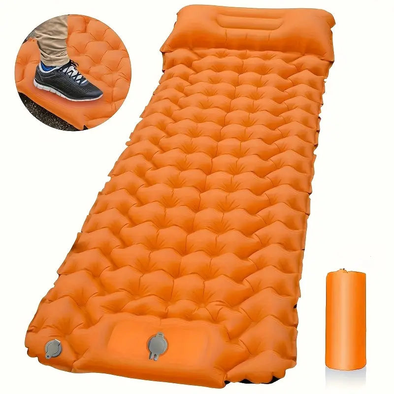 Matelas de camping gonflable ultra léger – Tapis de sol portable avec oreiller intégré