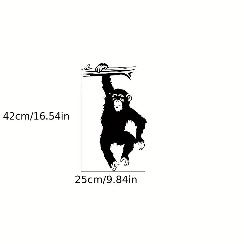 Sticker mural singe suspendu – Décoration murale amusante pour chambre d’enfant ou salle de jeux