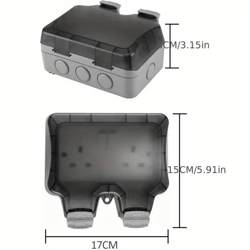 Prise extérieure étanche double 2 ports – Boîtier IP66 avec couvercle de protection pour jardin et terrasse