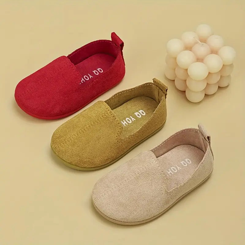 Mocassins fille en daim souple – Chaussures sans lacets confortables et légères pour le quotidien