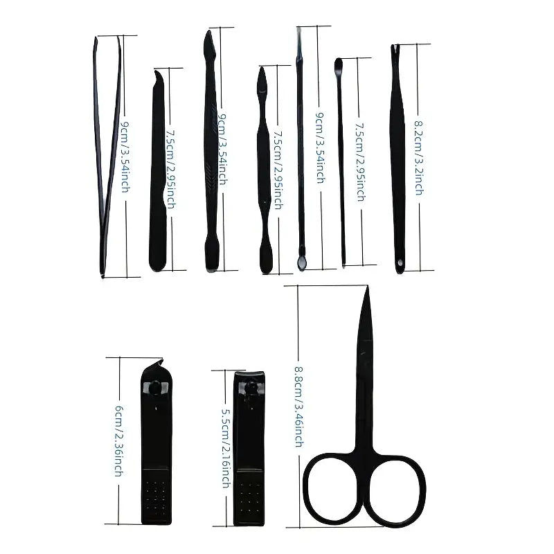Kit de Manucure et Pédicure 10 en 1 – Set Professionnel avec Étui Rouge Élégant pour Soin des Ongles et Cuticules