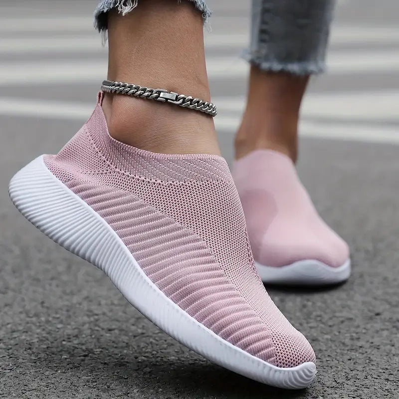 Baskets femme légères respirantes – Chaussures de sport confortables sans lacets pour marche et fitness