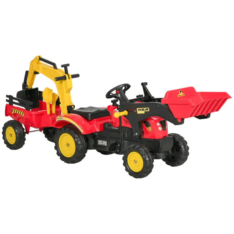 Tracteur pelleteuse pour enfants – Jouet de chantier avec remorque et pelle avant