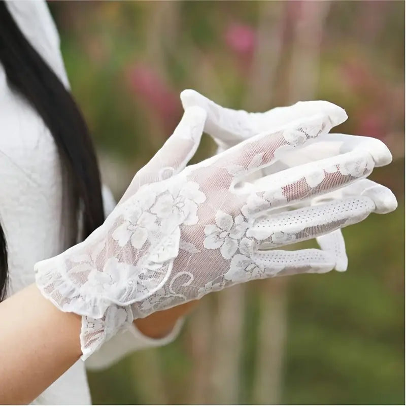 Gants femme en dentelle grise élégante – Accessoire chic pour mariage et cérémonies