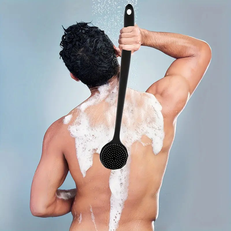 Brosse de Douche Longue Manche en Silicone – Brosse Exfoliante Corps & Dos 37 cm