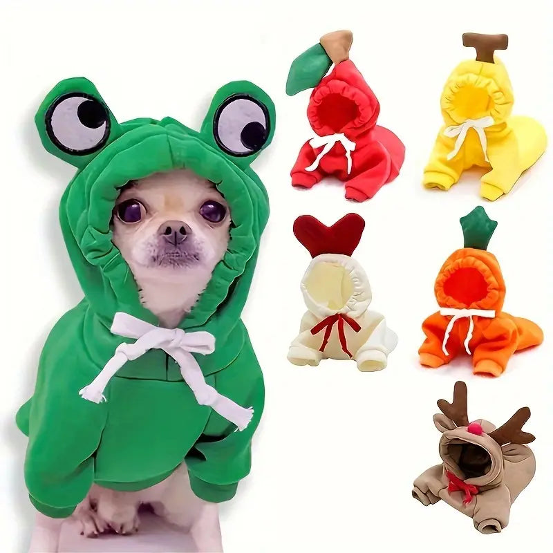Déguisement Mignon pour Chien – Sweat à Capuche Animal Fantaisie pour Petits Chiens – Tenue Chaude et Originale pour Hiver et Déguisement
