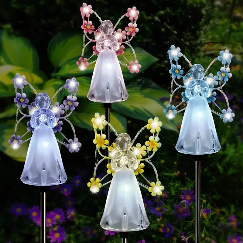 Lumières Solaire Ange pour Jardin – Hommage Lumineux pour Animaux Décédés (Lot de 2)