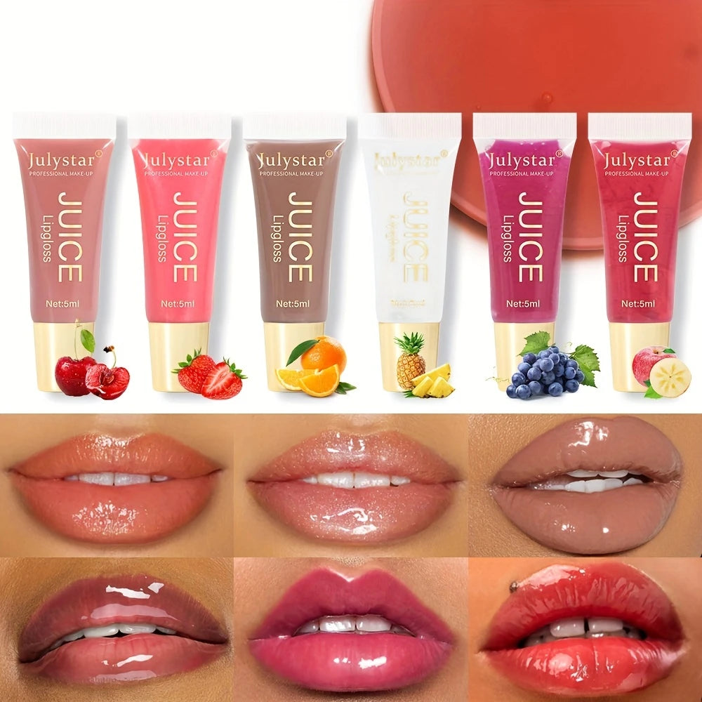 Gloss Lèvres Brillant JULYSTAR Teinte 01-04 – Effet Jus Hydratant Nude Caramel, Finition Naturelle & Gourmande
