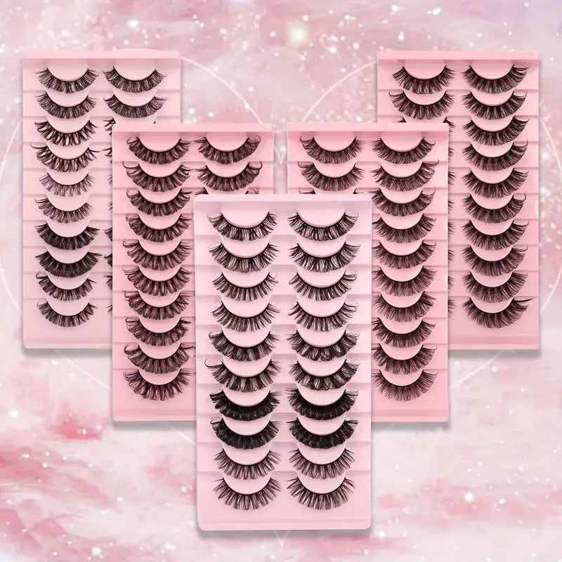 Faux Cils Naturels 3D Effet Croisé – Lot de 10 Paires Ultra Légères et Réutilisables pour un Regard Intense et Glamour
