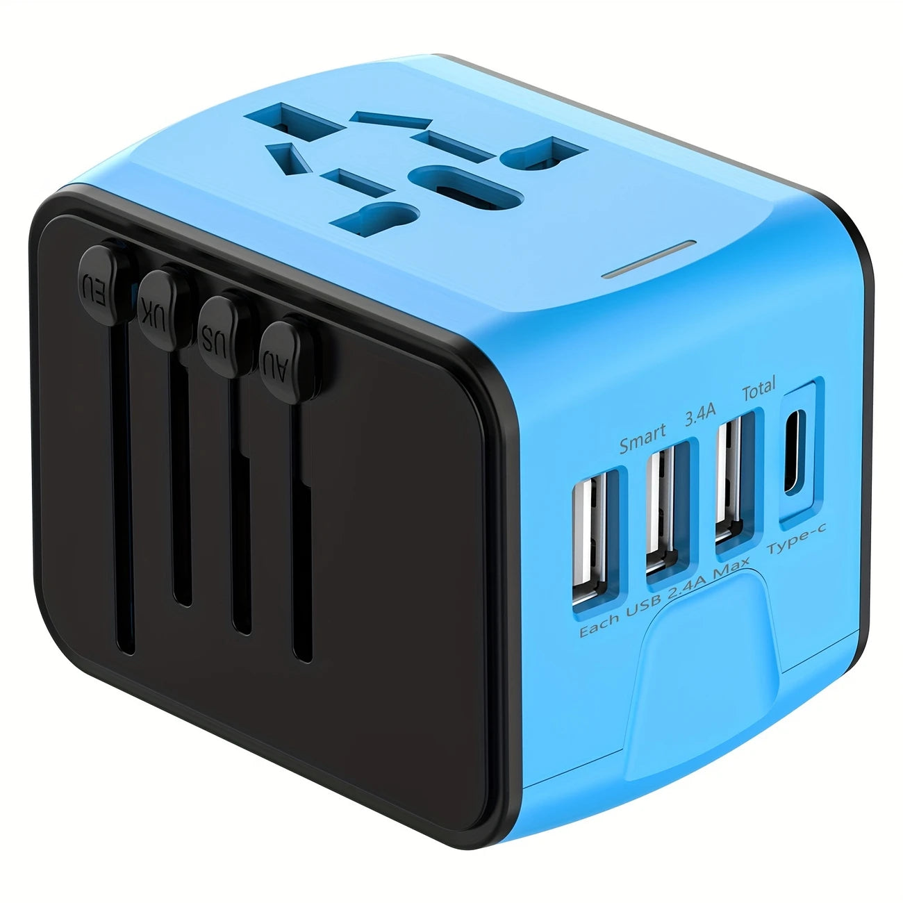 Adaptateur de Voyage Universel avec USB & USB-C – Chargeur Multi-Prises International pour 150+ Pays