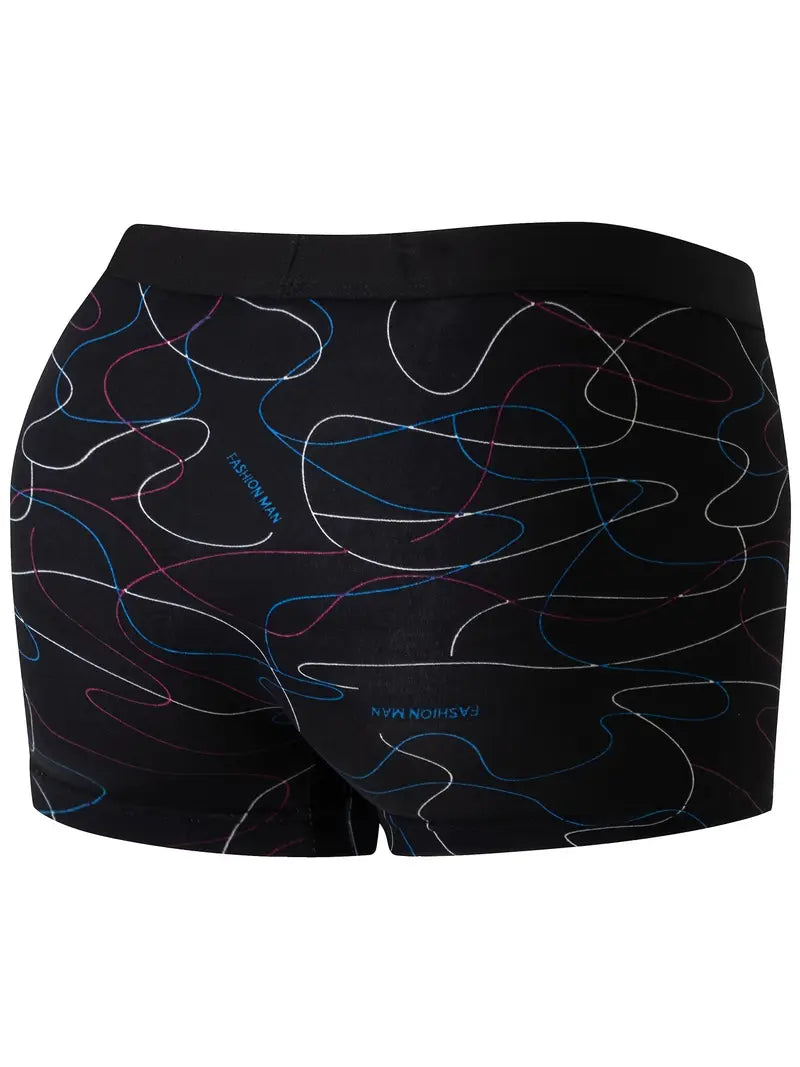 Boxers Homme Confort & Style – Pack de 4 Sous-Vêtements Respirants, Motifs Modernes