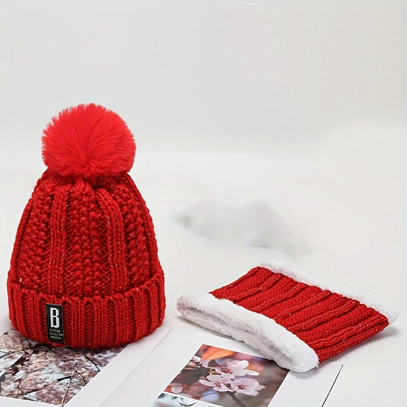 Ensemble Bonnet & Tour de Cou Femme Hiver – Tricot Épais avec Doublure Polaire, Ultra Chaud et Confortable