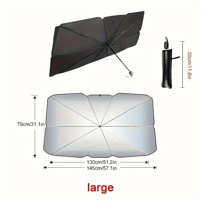 Pare-Soleil Pare-Brise Voiture en Forme de Parapluie – Protection UV Pliable avec Étui de Rangement