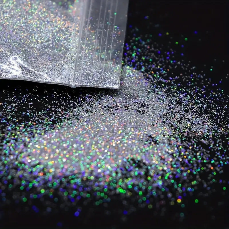 Vernis en Poudre Pailleté Holographique – Couleurs Brillantes pour Nail Art Scintillant