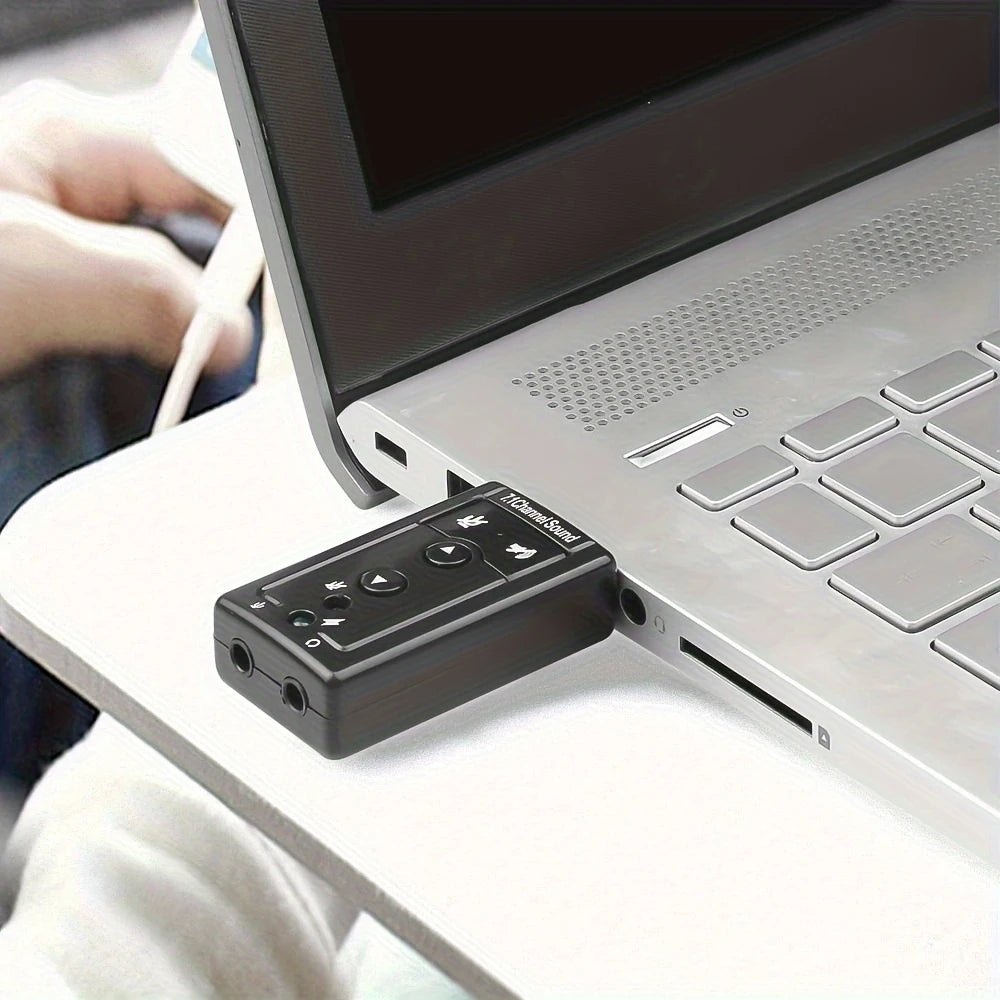 Carte Son USB 7.1 Canaux – Adaptateur Audio Externe Plug & Play pour Casque et Micro