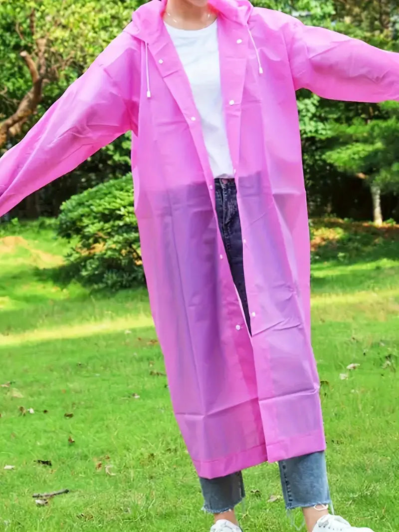 Imperméable Long Unisexe avec Capuche – Veste de Pluie Légère et Réutilisable pour Voyage, Camping ou Randonnée