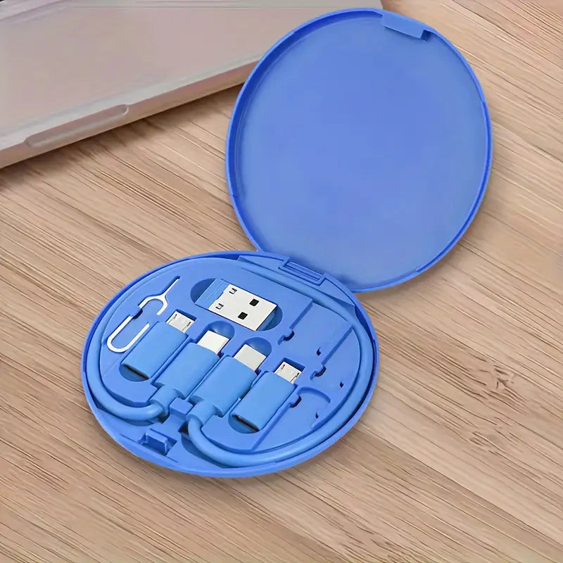Kit de Câbles et Adaptateurs USB Multifonction – Boîte de Charge Compacte et Universelle pour Smartphone, USB-C, Micro USB, Lightning